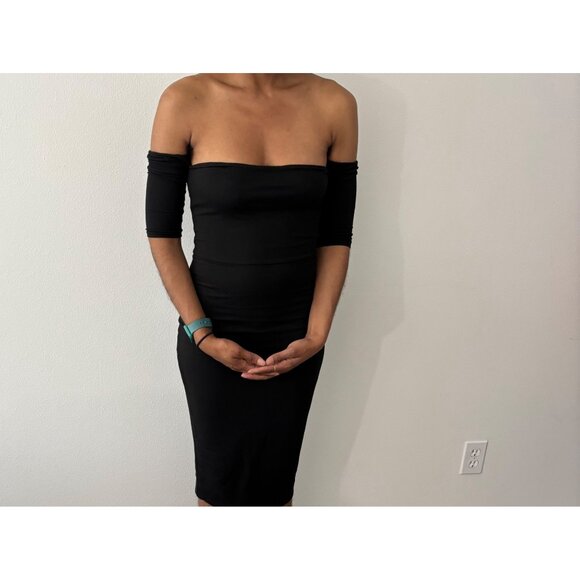 Blanc Dress Large Midi Off The Shoulder BodyCon Quiet Luxury Romantic Old Money - Picture 10 of 12